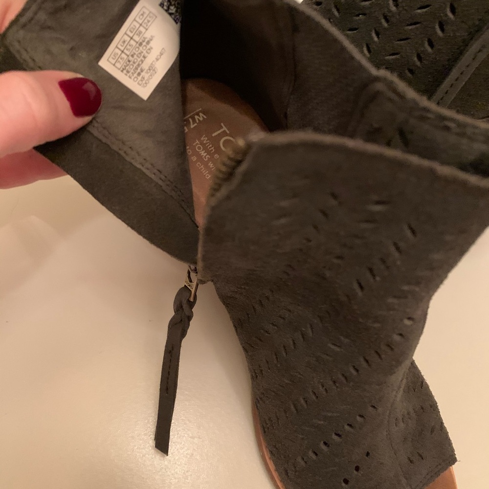 Hunter Green TOMS Peep Toe Bootie